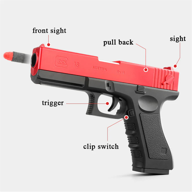 Glock Soft Bullet Toy Gun Shell Ejection Manual Airsoft