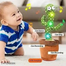 Dancing Cactus Talking Toy Kids  Voice Recording Repeats What You Say LED Lights