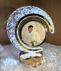 As LED crystal lamp moon heart photo frame table light touch dimming bedside bedlamp,
